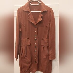 Neon Buddha Rust Button-Up Coat